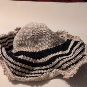 Chic Striped Black and Cream Women's Hat